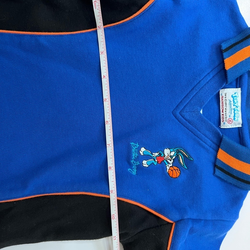 🏀 Vintage 90s Tiny Toons Buster Bunny Space Jam Style Dress Size 6 Blue Black - Picture 12 of 12